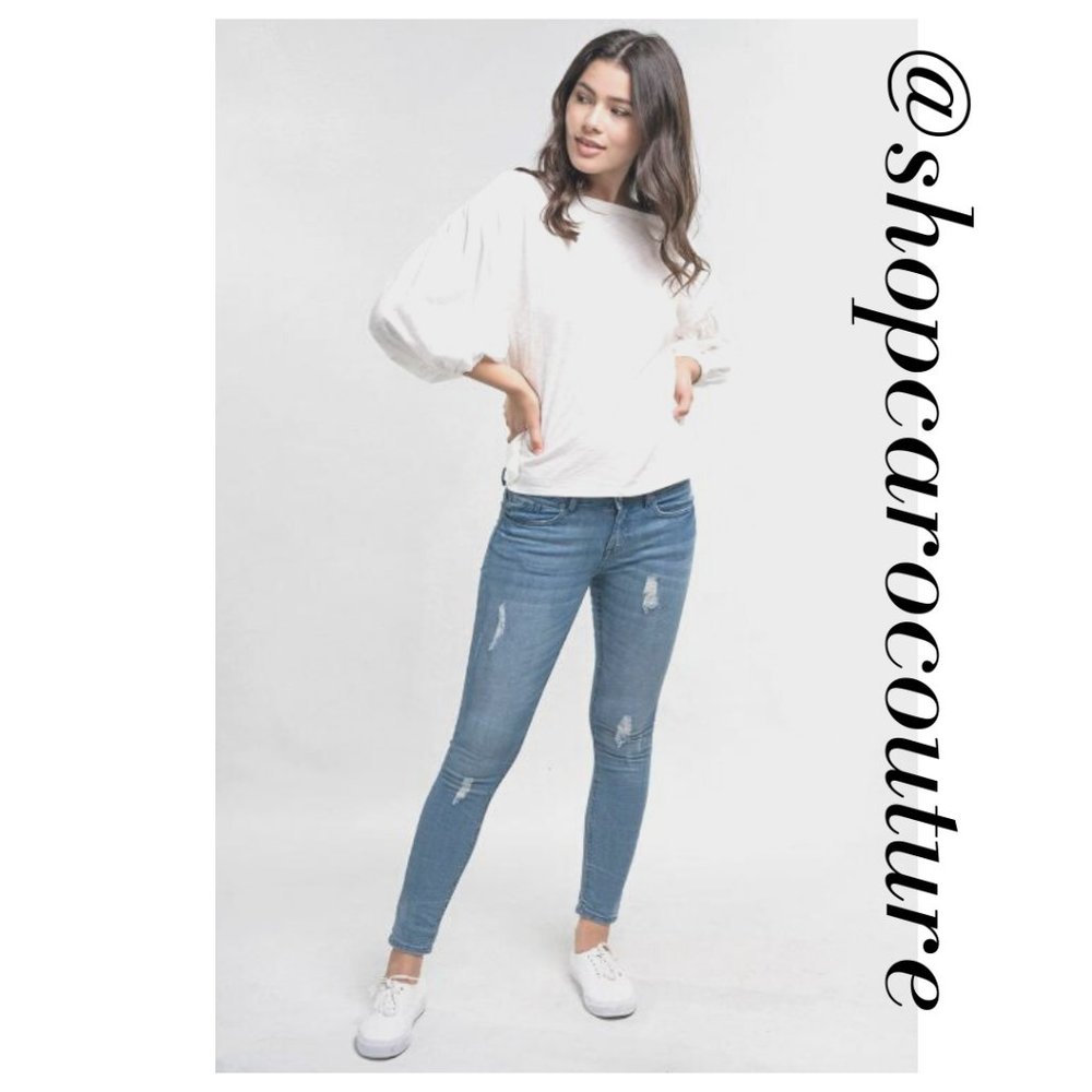 Balloon Sleeve  Boat-neck Top - Picture 3 of 7